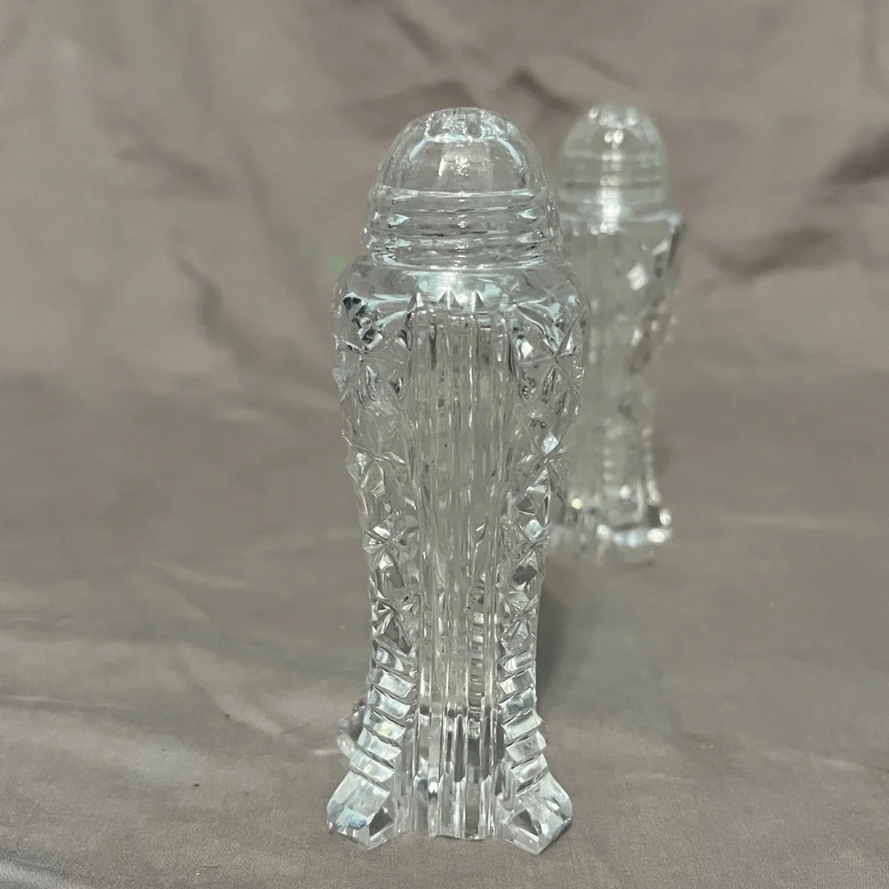 VTG Art Deco Style Bohemia Glass Crystal Salt And Pepper Shaker - Picture 5 of 6